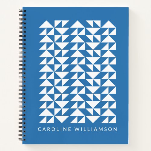 Geometric Triangle Shapes in Blue Personalized Notebook