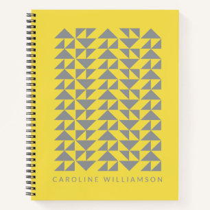 Geometric Triangle Shapes in Yellow Personalized Notebook