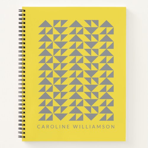 Geometric Triangle Shapes in Yellow Personalized  Notebook