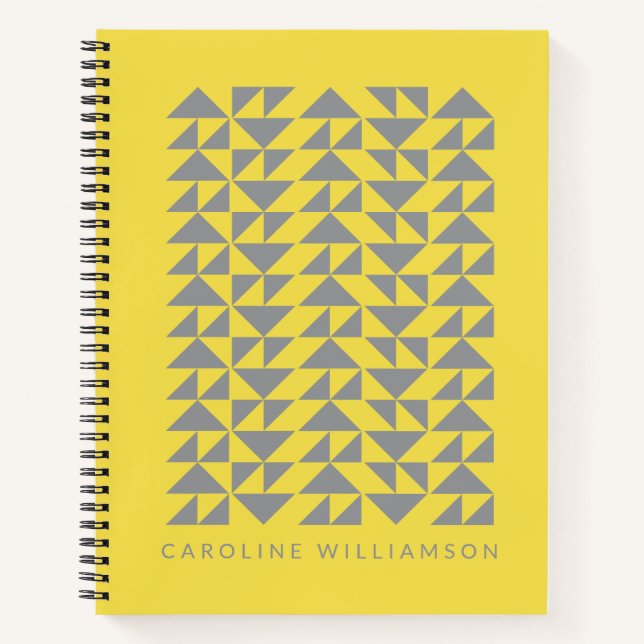 Geometric Triangle Shapes in Yellow Personalized  Notebook (Front)