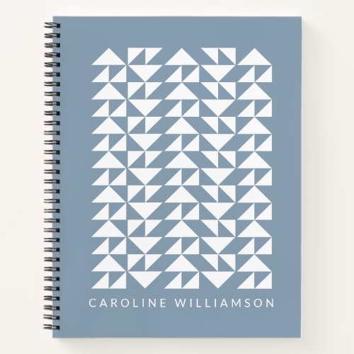Geometric Triangle Shapes Pattern in Dusty Blue  Notebook