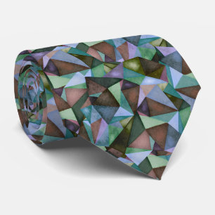 Geometric Triangle Vintage Green Patterned Neck Tie