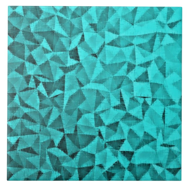 Geometric Triangle With Imitation Fabric Turquoise Ceramic Tile (Front)