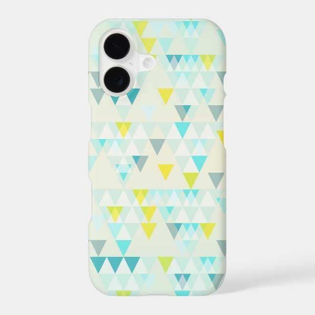 Geometric Triangles Aqua Blue White Yellow Pattern Case-Mate iPhone Case (Back)