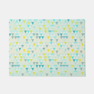 Geometric Triangles Aqua Blue White Yellow Pattern Doormat