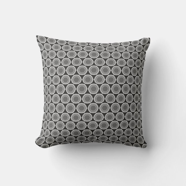 Geometric Triangles Black White Pattern Cushion (Front)