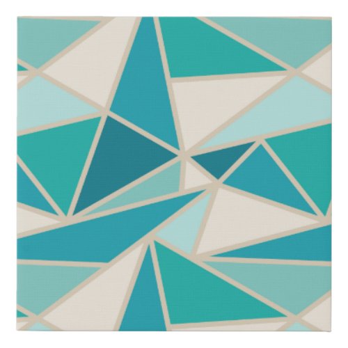 Geometric Triangles Coastal Turquoise Lagoon Blue Faux Canvas Print