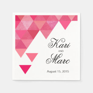 Geometric Triangles Cocktail Party   fuschia Paper Napkins