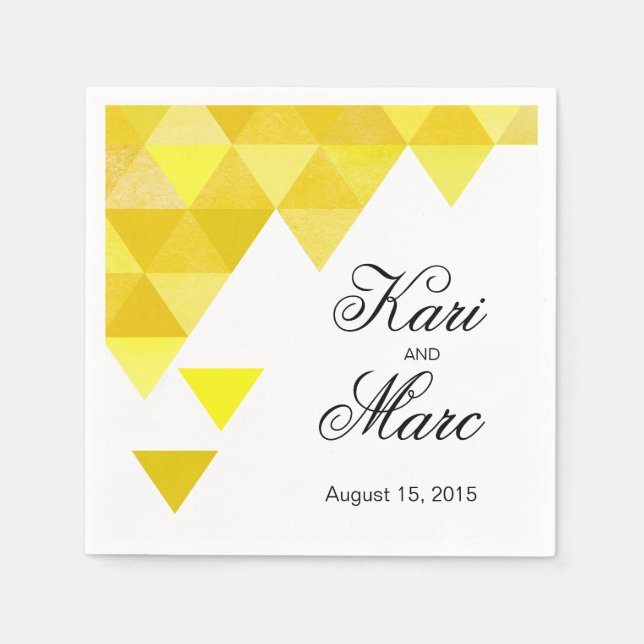 Geometric Triangles Cocktail Party | yellow gold Paper Napkins (Front)