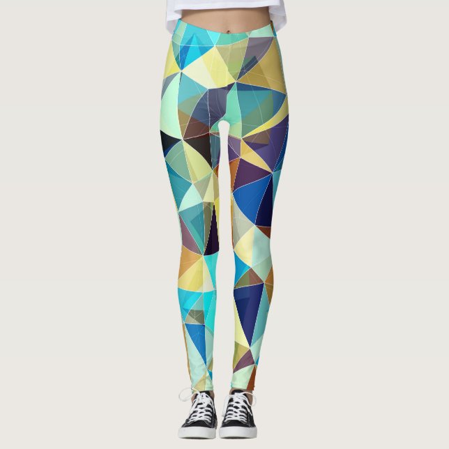Geometric Triangles: Colorful Abstract Pattern Leggings (Front)