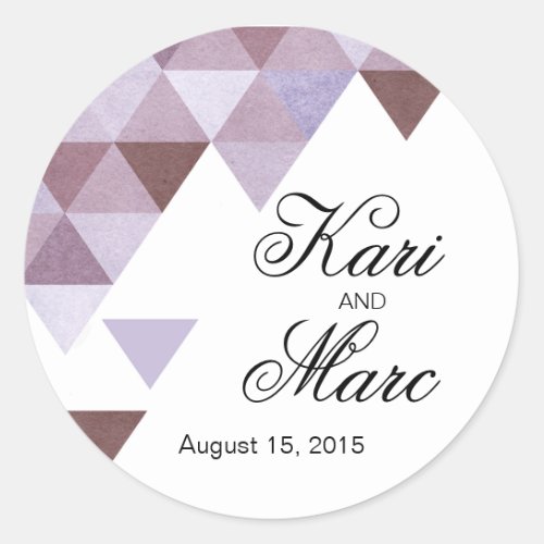 Geometric Triangles Favor Decal  periwinkle Classic Round Sticker