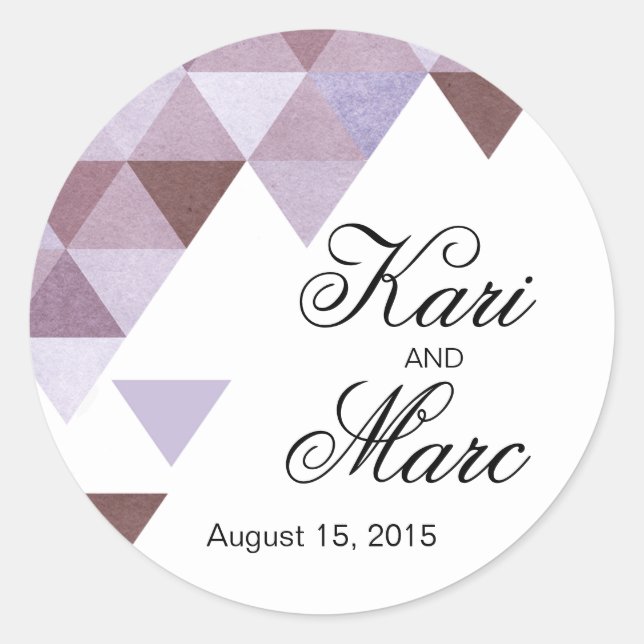 Geometric Triangles Favor Decal | periwinkle Classic Round Sticker (Front)