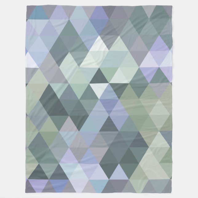 Geometric Triangles Foggy Morning Blues Fleece Blanket (Front)