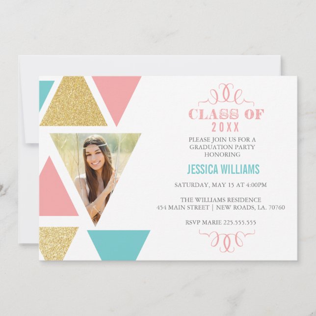 Geometric Triangles Graduation Invitations (Front)