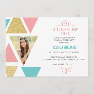 Geometric Triangles Graduation Invitations
