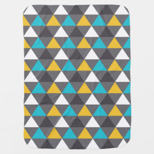 Geometric Triangles Gray Blue Yellow Pattern Receiving Blanket