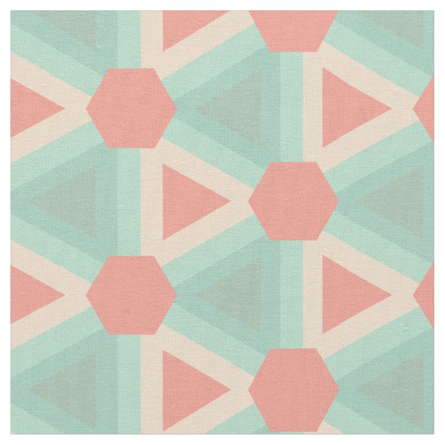 Geometric Triangles in Succulent color pallet Fabric (Close Up)