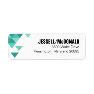 Geometric Triangles Mailing   teal turquoise Label