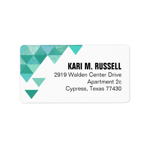 Geometric Triangles Mailing  teal turquoise Label