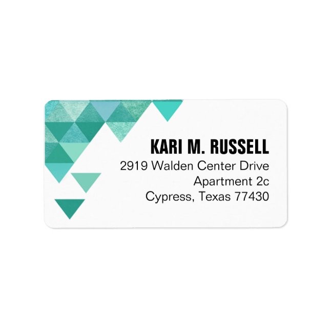 Geometric Triangles Mailing | teal turquoise Label (Front)