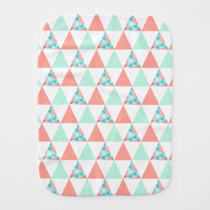 Geometric Triangles Mint Green Coral Pink Pattern Burp Cloth
