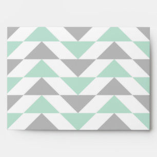 Geometric Triangles Mint Green Gray White Pattern Envelope