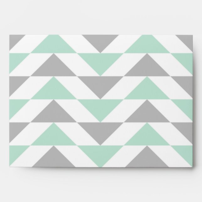 Geometric Triangles Mint Green Gray White Pattern Envelope (Front)
