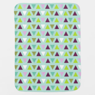 Geometric Triangles Mint Green Purple Pattern Stroller Blanket