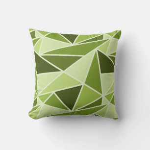 Geometric Triangles, Monochromatic Lime Green Throw Pillow