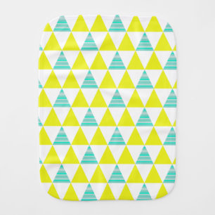 Geometric Triangles Pattern In Yellow White Aqua Burp Cloth