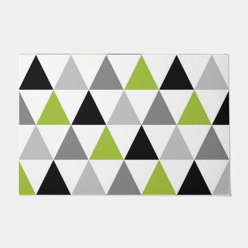 Geometric Triangles Pattern Lime Green Gray Black Doormat