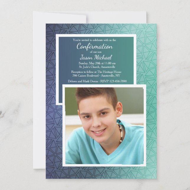 Geometric Triangles Photo Invitation (Front)