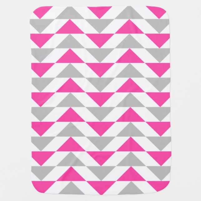 Geometric Triangles Pink Grey White Pattern Receiving Blanket (Front)