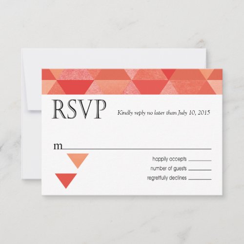 Geometric Triangles RSVP Response Card  coral