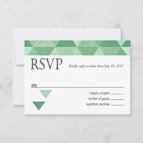 Geometric Triangles RSVP Response Card mint green