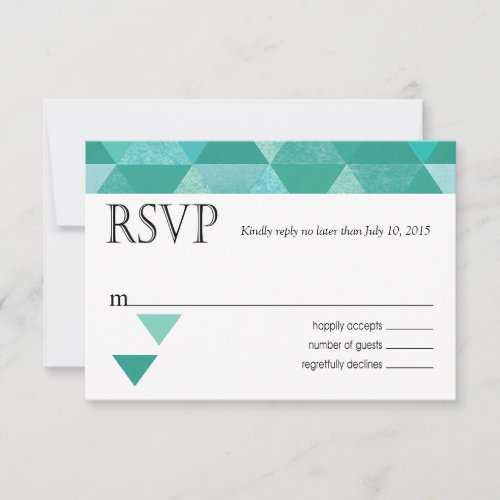 Geometric Triangles RSVP Response Card  teal