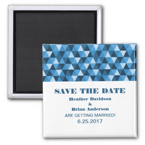 Geometric Triangles Save the Date Magnet Blue Magnet