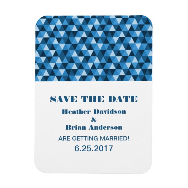 Geometric Triangles Save the Date Magnet, Blue Magnet (Vertical)