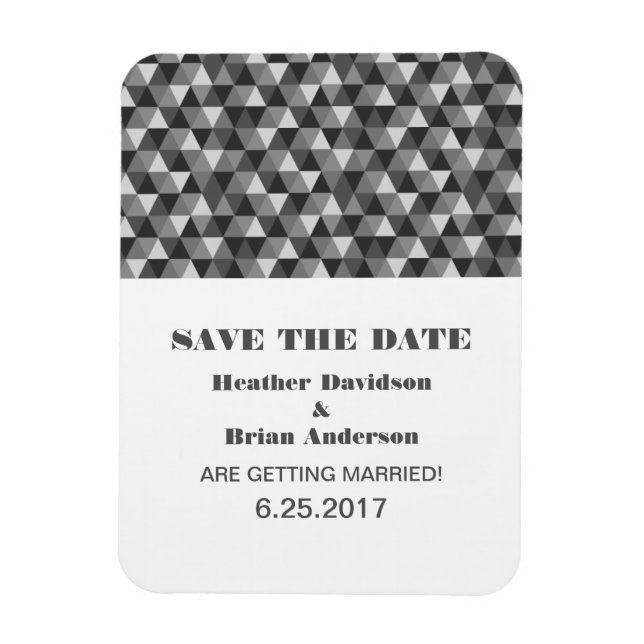 Geometric Triangles Save the Date Magnet, Gray Magnet (Vertical)