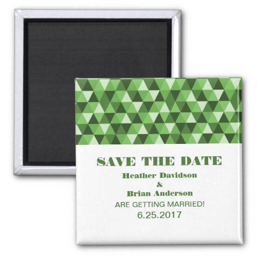 Geometric Triangles Save the Date Magnet Green Magnet