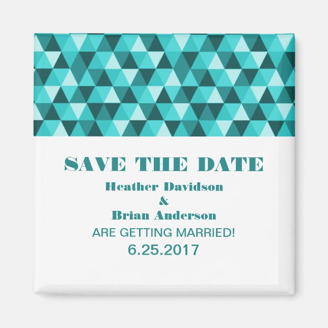Geometric Triangles Save the Date Magnet, Teal Magnet (Front)