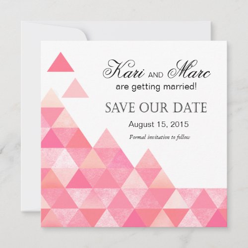 Geometric Triangles Save the Date  pink mauve Invitation