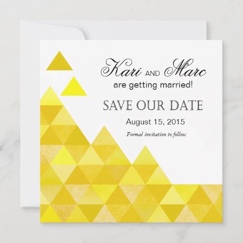 Geometric Triangles Save the Date  yellow Invitation