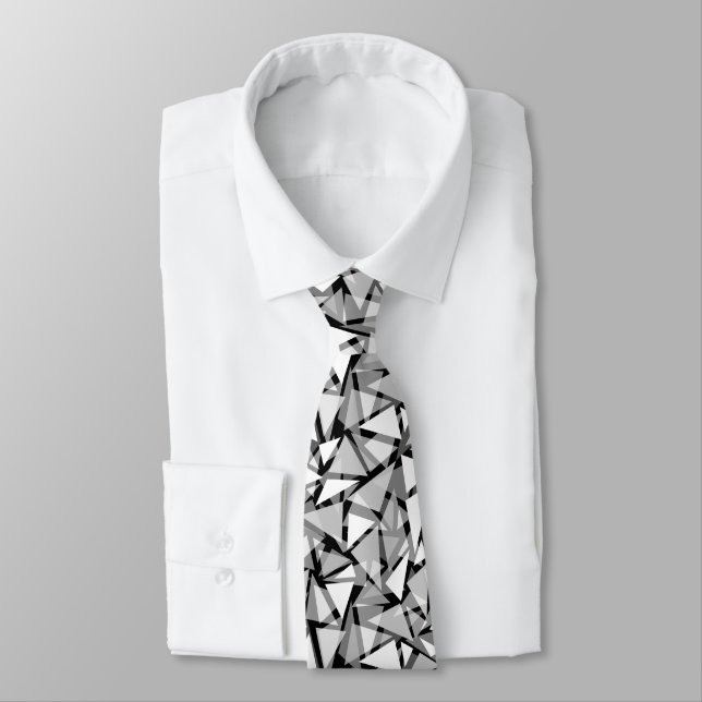  geometric triangles shapes gray neck tie (Tied)