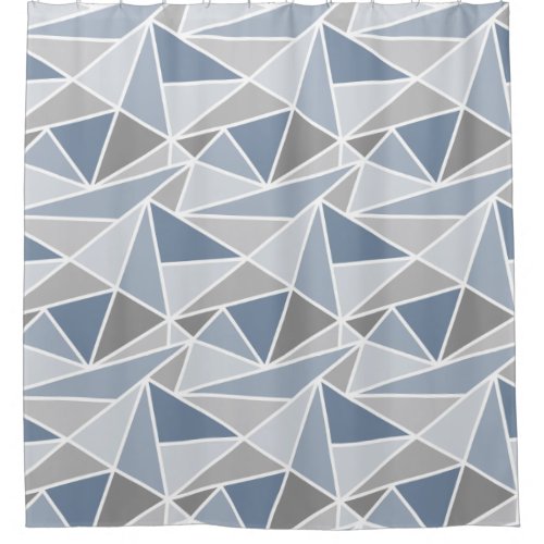 Geometric Triangles Slate Blue and Gray Shower Curtain
