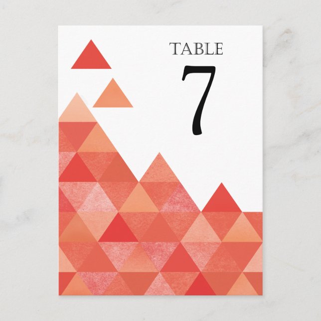 Geometric Triangles Table Numbers | coral (Front)