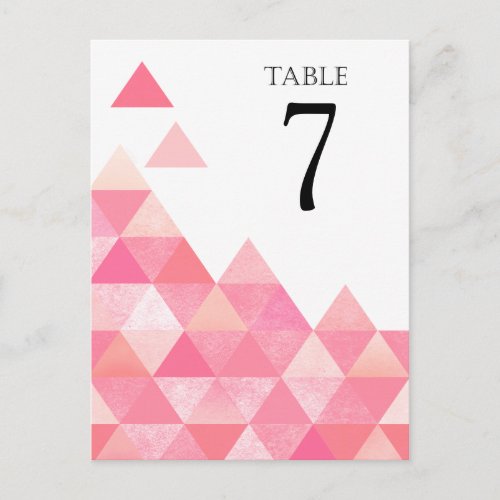 Geometric Triangles Table Numbers  pink mauve