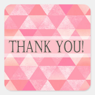 Geometric Triangles Thank You peony pink mauve Square Sticker