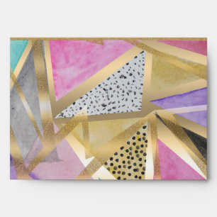 Geometric triangles watercolor hand paint pattern envelope
