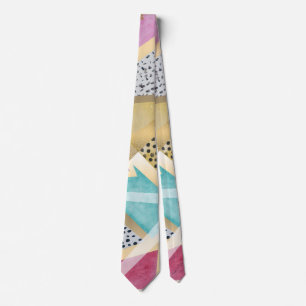 Geometric triangles watercolor hand paint pattern neck tie